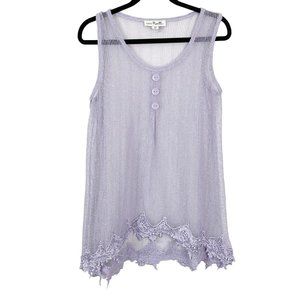 Y2K Simply Noelle Woman's S/M Purple Sequins Tank Fairycore Coquette‎ Open Knit